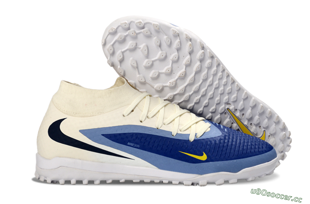 Unisex Nike Phantom 6 Elite High TF Artificial Turf High-Tops Football Shoes - Blue/Midnight Blue/Light Sky Blue 2