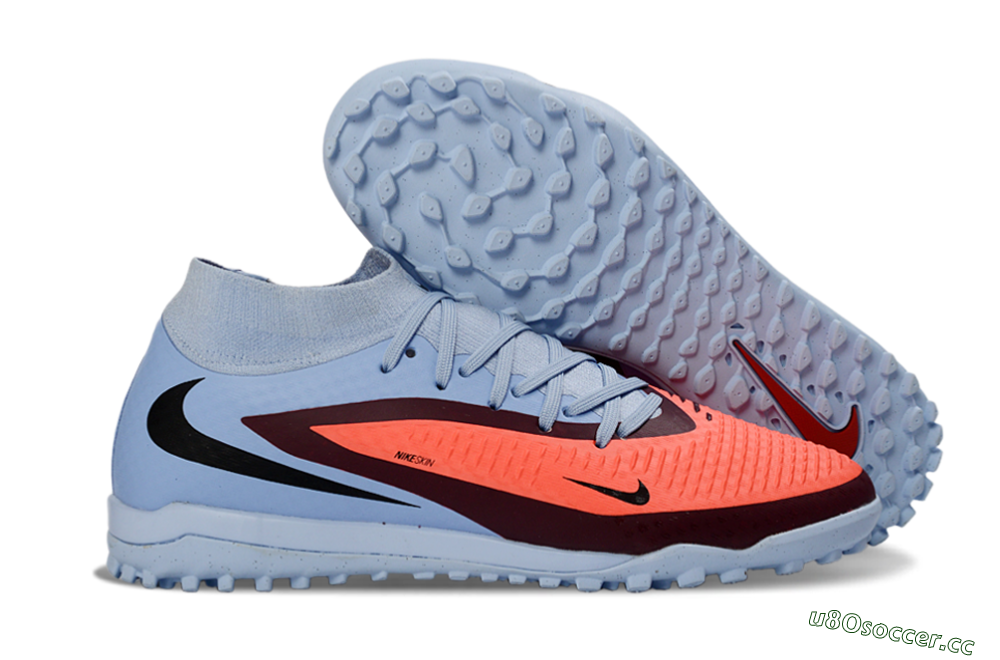 Unisex Nike Phantom 6 Elite High TF Artificial Turf High-Tops Football Shoes - Blue/Coral Burst/Sleek Navy 2