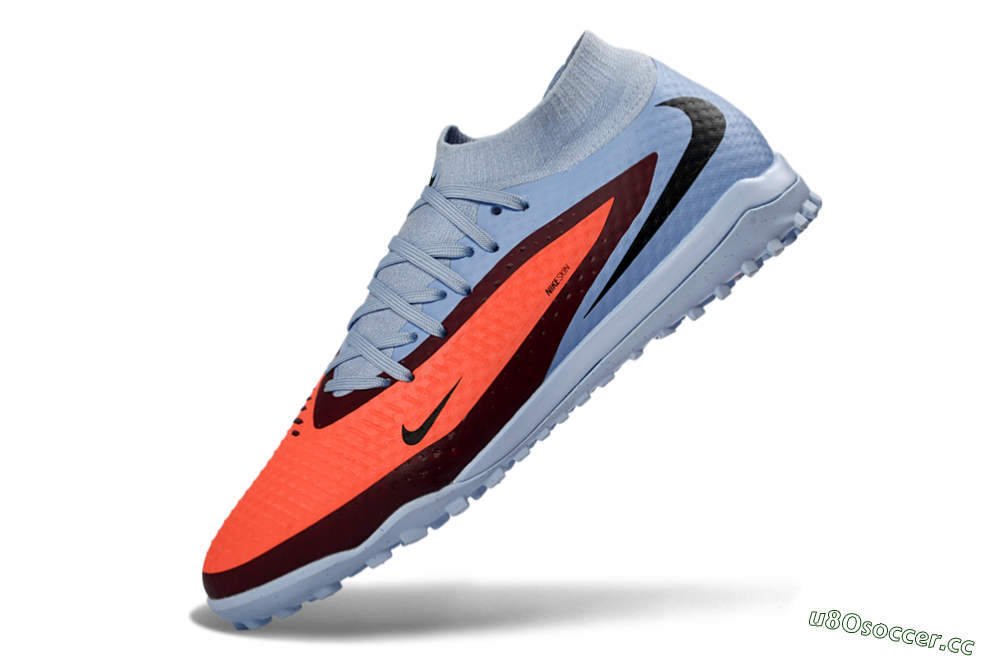 Unisex Nike Phantom 6 Elite High TF Artificial Turf High-Tops Football Shoes - Blue/Coral Burst/Sleek Navy 5