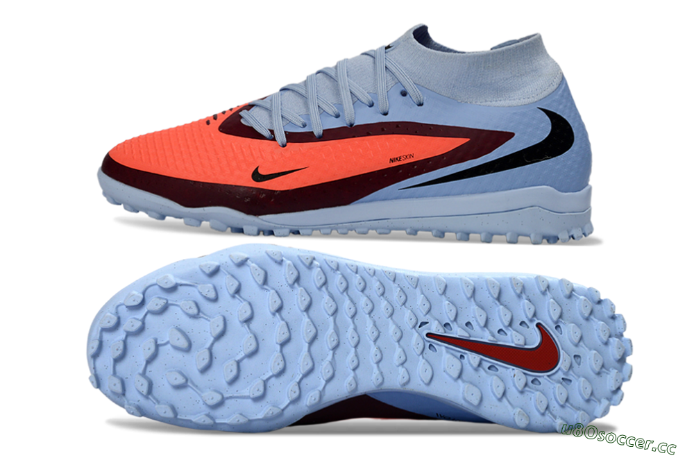 Unisex Nike Phantom 6 Elite High TF Artificial Turf High-Tops Football Shoes - Blue/Coral Burst/Sleek Navy 1