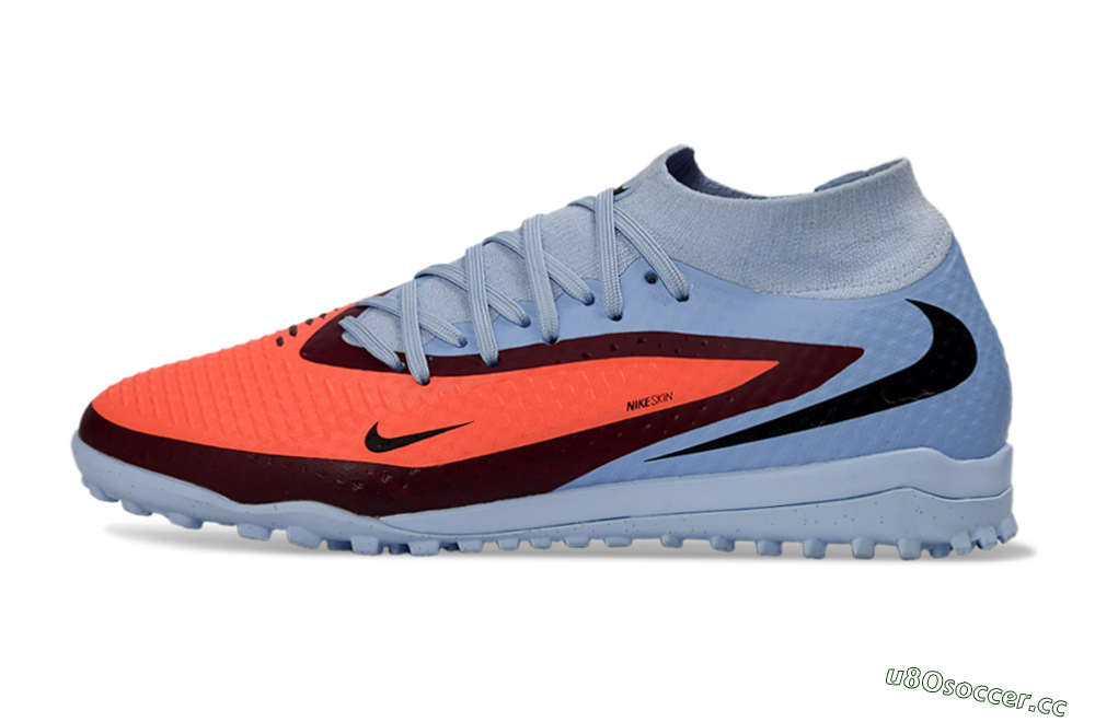 Unisex Nike Phantom 6 Elite High TF Artificial Turf High-Tops Football Shoes - Blue/Coral Burst/Sleek Navy 0