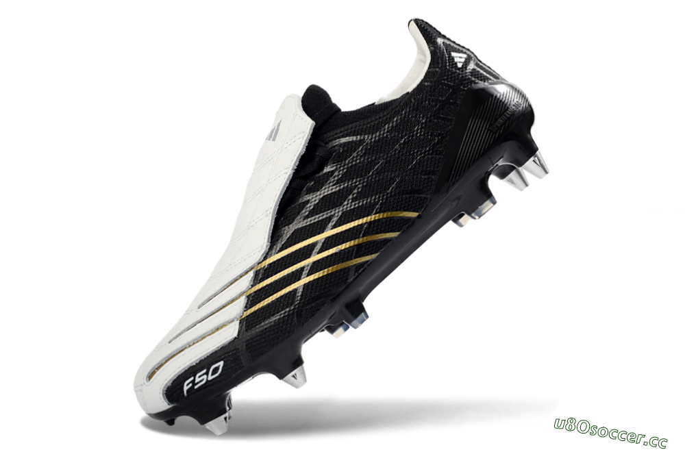 Men's Adidas F50 Spider Elite SG Soft Ground Low-Tops Football Boots - Black/Electric Gold/Classic White 5