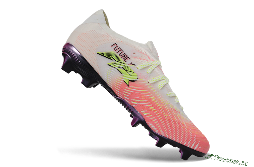 Men's Puma Future 8 Ultimate FG Firm Ground Low-Tops Football Boots - Pink/Coral Burst/Soft White 4