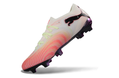 Men's Puma Future 8 Ultimate FG Firm Ground Low-Tops Football Boots - Pink/Coral Burst/Soft White