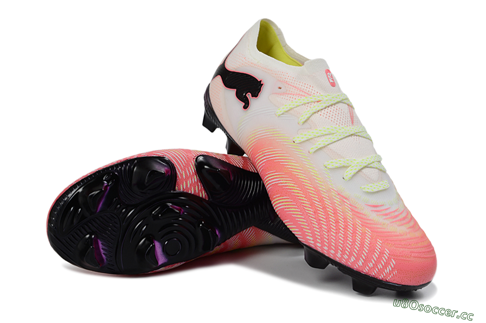 Men's Puma Future 8 Ultimate FG Firm Ground Low-Tops Football Boots - Pink/Coral Burst/Soft White 3