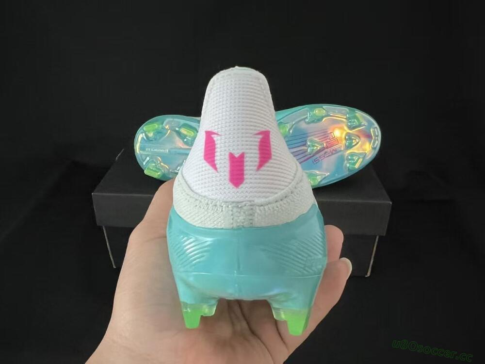 Unisex Adidas F50 Elite Laceless FG Firm Ground Low-Tops Football Boots - Aqua/Neon Green/Pink