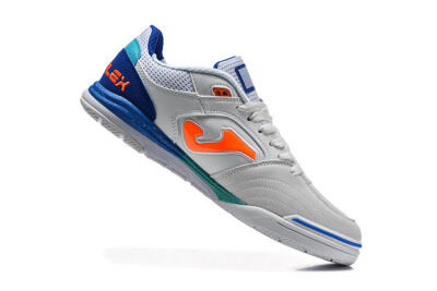 Men's Joma Top Flex IC Indoor & Futsal Low-Tops Football Shoes - White/Bright Blue/Orange