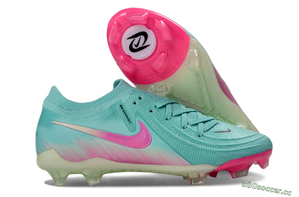 Men's Nike Phantom GX 2 Elite FG Firm Ground Low-Tops Football Boots - Aqua/Neon Pink/Pale Green 2