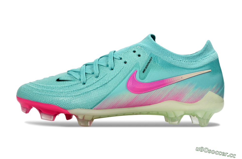 Men's Nike Phantom GX 2 Elite FG Firm Ground Low-Tops Football Boots - Aqua/Neon Pink/Pale Green 0