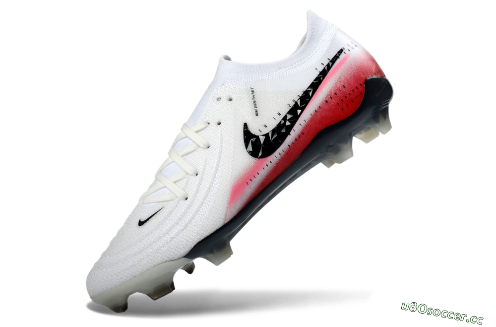 Men's Nike Phantom GX 2 Elite FG Firm Ground Low-Tops Football Boots - White/Crimson Red/Steel Grey 5