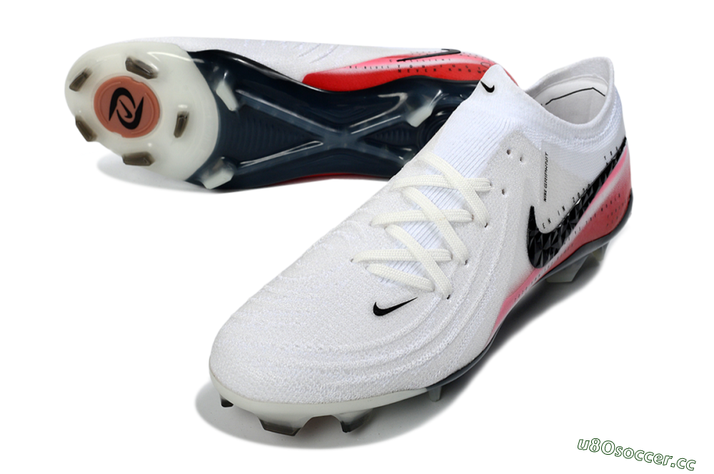 Men's Nike Phantom GX 2 Elite FG Firm Ground Low-Tops Football Boots - White/Crimson Red/Steel Grey 3