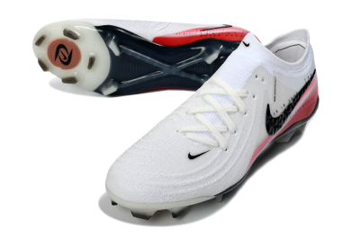 Men's Nike Phantom GX 2 Elite FG Firm Ground Low-Tops Football Boots - White/Crimson Red/Steel Grey