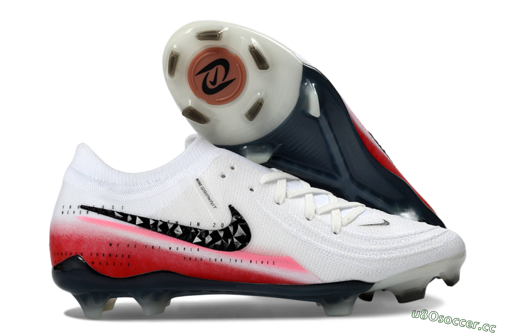 Men's Nike Phantom GX 2 Elite FG Firm Ground Low-Tops Football Boots - White/Crimson Red/Steel Grey 2
