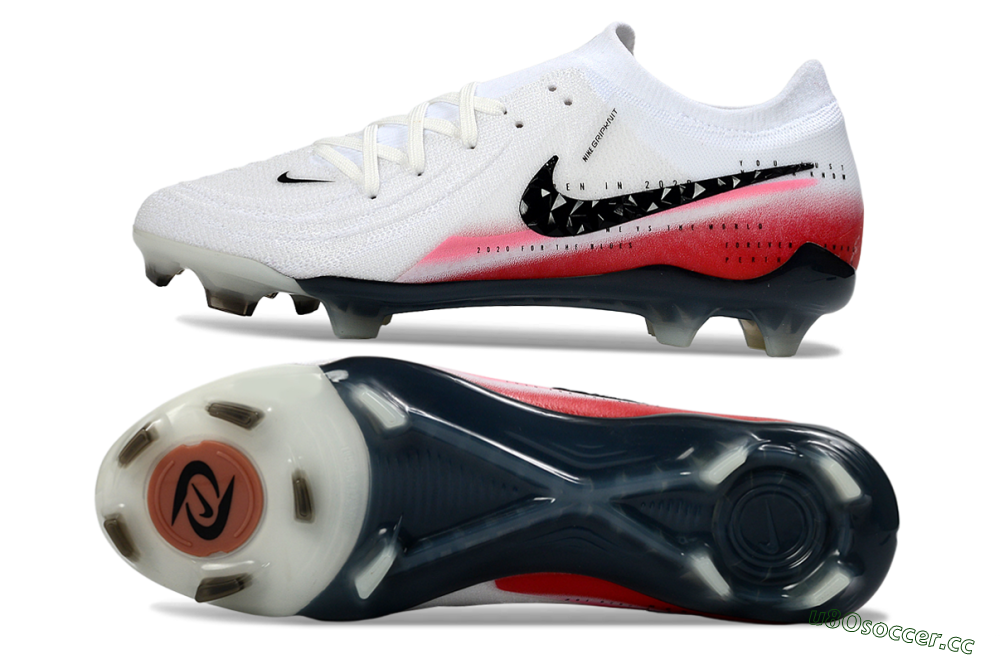 Men's Nike Phantom GX 2 Elite FG Firm Ground Low-Tops Football Boots - White/Crimson Red/Steel Grey 1
