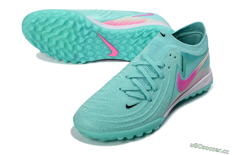 Men's Nike Phantom GX 2 Elite TF Artificial Turf Low-Tops Football Shoes - Aqua/Pink Mist/Soft Green 3