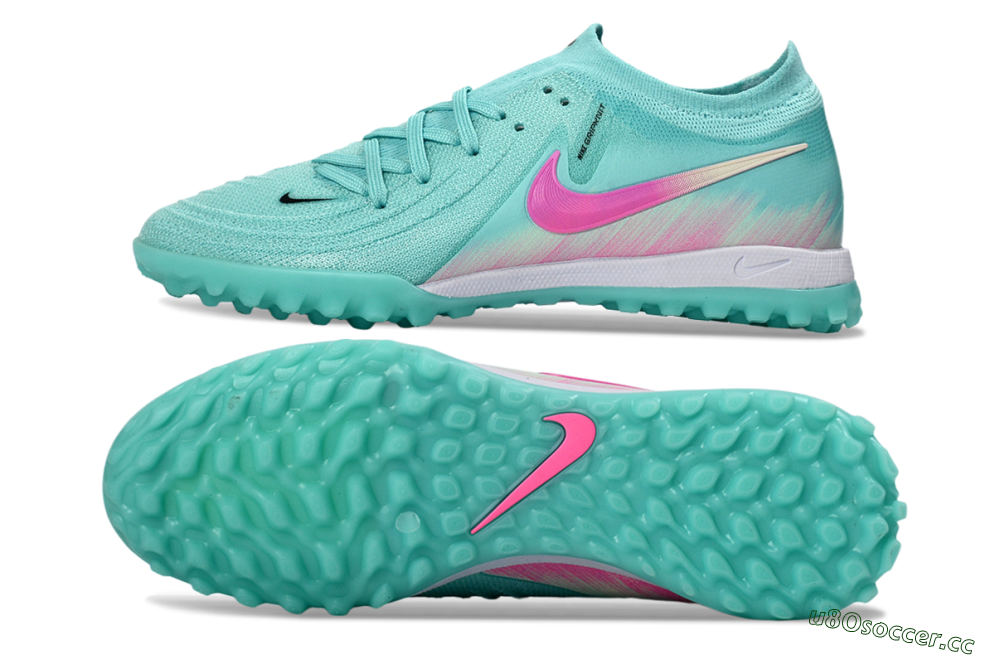 Men's Nike Phantom GX 2 Elite TF Artificial Turf Low-Tops Football Shoes - Aqua/Pink Mist/Soft Green 1