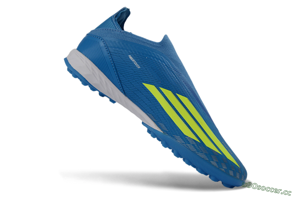 Unisex Adidas F50 Elite Laceless TF Artificial Turf Low-Tops Football Shoes - Blue/Electric Blue/Lime Green 5