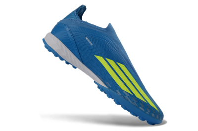 Unisex Adidas F50 Elite Laceless TF Artificial Turf Low-Tops Football Shoes - Blue/Electric Blue/Lime Green