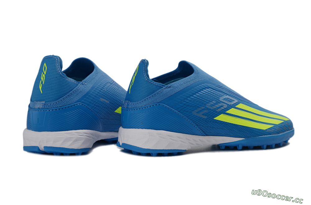 Unisex Adidas F50 Elite Laceless TF Artificial Turf Low-Tops Football Shoes - Blue/Electric Blue/Lime Green 7
