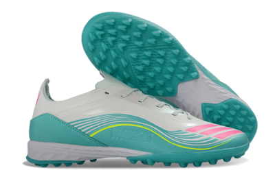 Unisex Adidas F50 Pro TF Artificial Turf Low-Tops Football Shoes - Aqua/Neon Pink/Sunshine Yellow