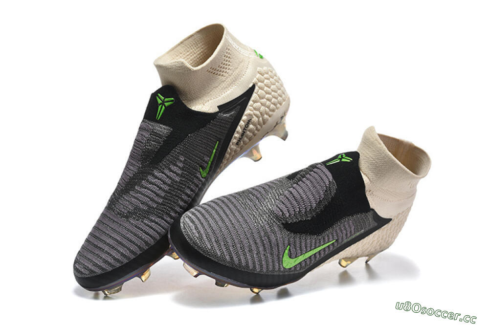 Unisex Nike Phantom 6 Elite High FG Firm Ground High-Tops Football Boots - Black/Lime Green/Beige 6