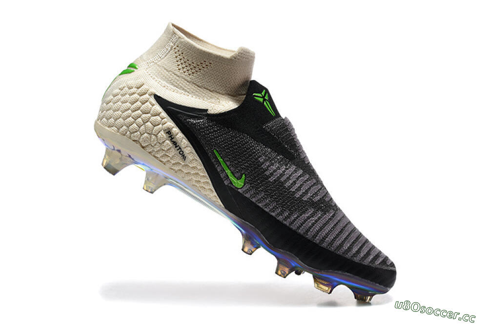 Unisex Nike Phantom 6 Elite High FG Firm Ground High-Tops Football Boots - Black/Lime Green/Beige 7
