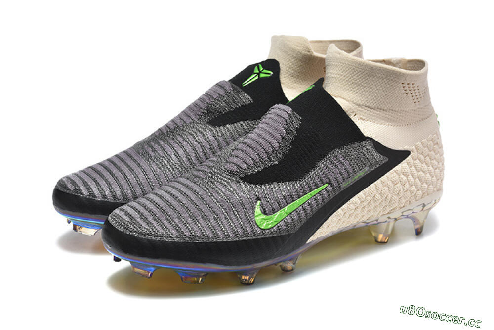 Unisex Nike Phantom 6 Elite High FG Firm Ground High-Tops Football Boots - Black/Lime Green/Beige 5
