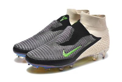 Unisex Nike Phantom 6 Elite High FG Firm Ground High-Tops Football Boots - Black/Lime Green/Beige