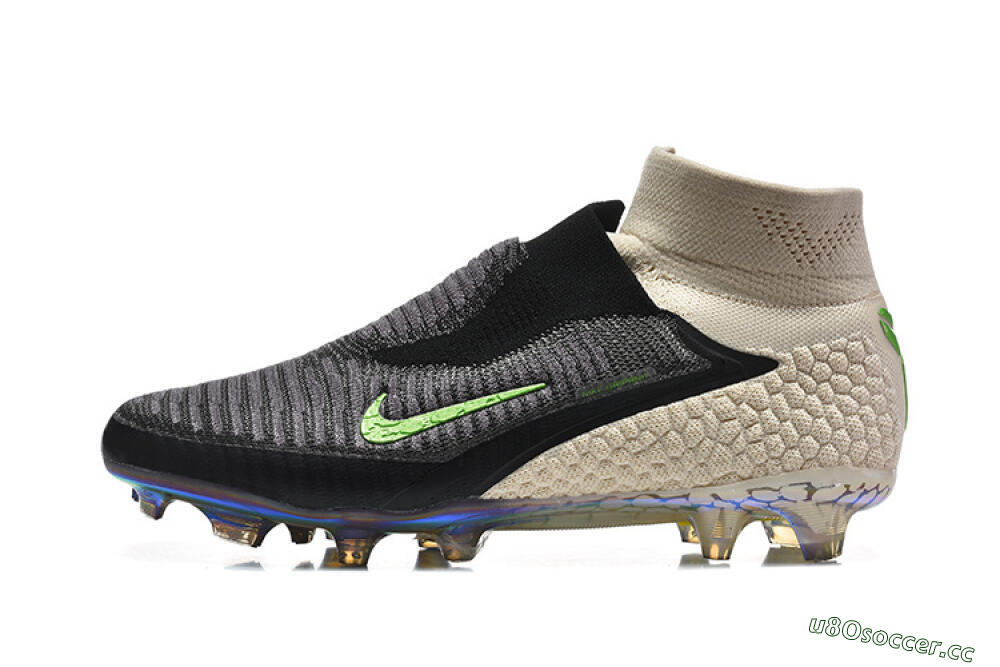 Unisex Nike Phantom 6 Elite High FG Firm Ground High-Tops Football Boots - Black/Lime Green/Beige 0