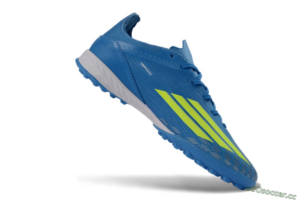 Unisex Adidas F50 Pro TF Artificial Turf Low-Tops Football Shoes - Blue/Neon Green/Light Blue 5