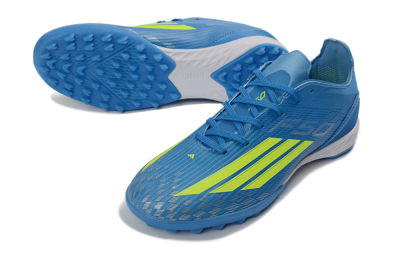 Unisex Adidas F50 Pro TF Artificial Turf Low-Tops Football Shoes - Blue/Neon Green/Light Blue