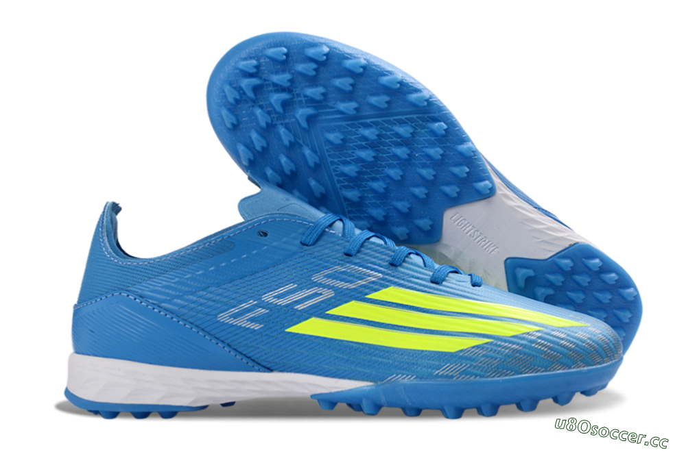 Unisex Adidas F50 Pro TF Artificial Turf Low-Tops Football Shoes - Blue/Neon Green/Light Blue 2