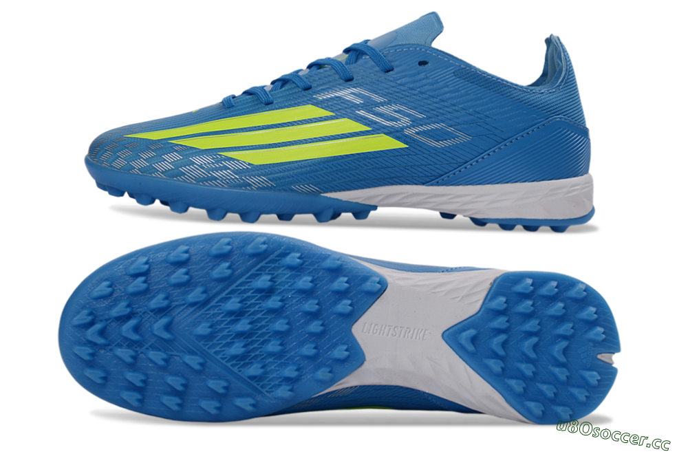 Unisex Adidas F50 Pro TF Artificial Turf Low-Tops Football Shoes - Blue/Neon Green/Light Blue 1
