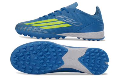Unisex Adidas F50 Pro TF Artificial Turf Low-Tops Football Shoes - Blue/Neon Green/Light Blue