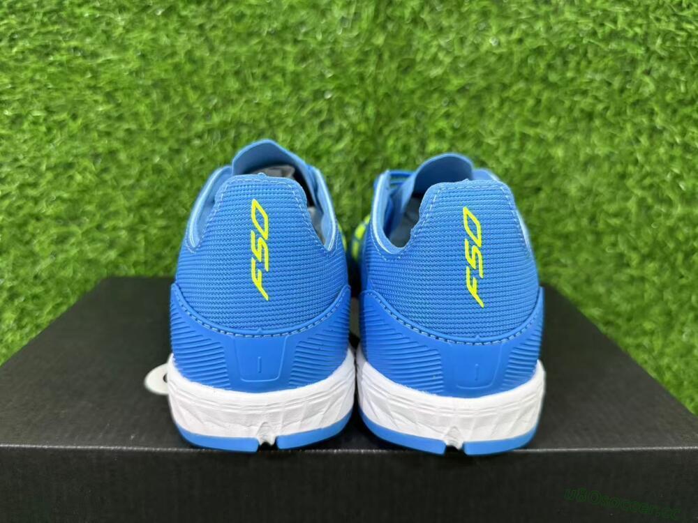 Unisex Adidas F50 Pro TF Artificial Turf Low-Tops Football Shoes - Blue/Neon Green/Light Blue
