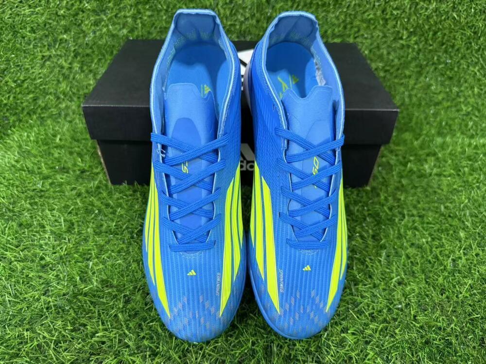 Unisex Adidas F50 Pro TF Artificial Turf Low-Tops Football Shoes - Blue/Neon Green/Light Blue