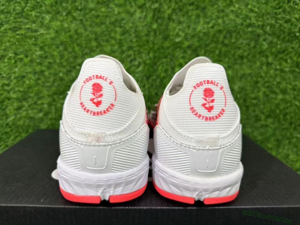 Unisex Adidas F50 Elite Laceless TF Artificial Turf Low-Tops Football Shoes - White/Coral Red/Silver