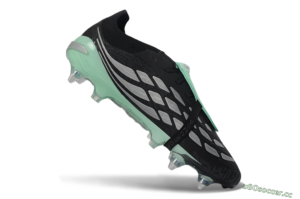 Men's Adidas Predator 26 Elite Fold-Over Tongue SG Soft Ground Low-Tops Football Boots - Black/Mint Green/Silver 4