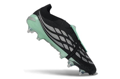 Men's Adidas Predator 26 Elite Fold-Over Tongue SG Soft Ground Low-Tops Football Boots - Black/Mint Green/Silver