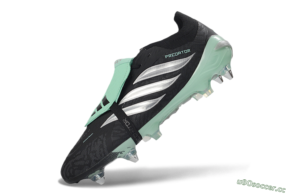 Men's Adidas Predator 26 Elite Fold-Over Tongue SG Soft Ground Low-Tops Football Boots - Black/Mint Green/Silver 5