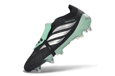 Men's Adidas Predator 26 Elite Fold-Over Tongue SG Soft Ground Low-Tops Football Boots - Black/Mint Green/Silver