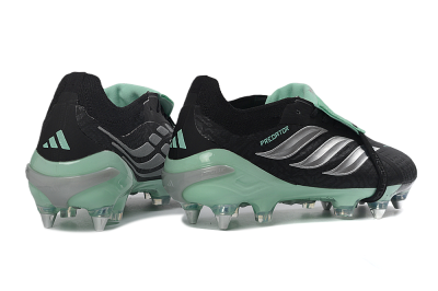 Men's Adidas Predator 26 Elite Fold-Over Tongue SG Soft Ground Low-Tops Football Boots - Black/Mint Green/Silver