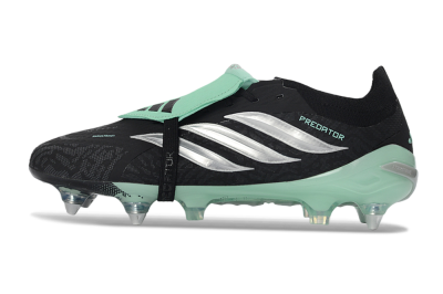 Men's Adidas Predator 26 Elite Fold-Over Tongue SG Soft Ground Low-Tops Football Boots - Black/Mint Green/Silver