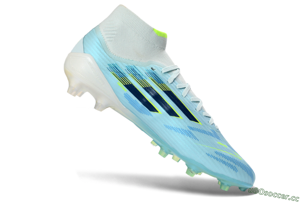 Men's Adidas F50 Elite Mid AG Artificial Grass High-Tops Football Boots - Blue/Electric Blue/Neon Yellow 4