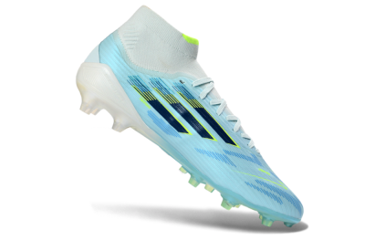 Men's Adidas F50 Elite Mid AG Artificial Grass High-Tops Football Boots - Blue/Electric Blue/Neon Yellow