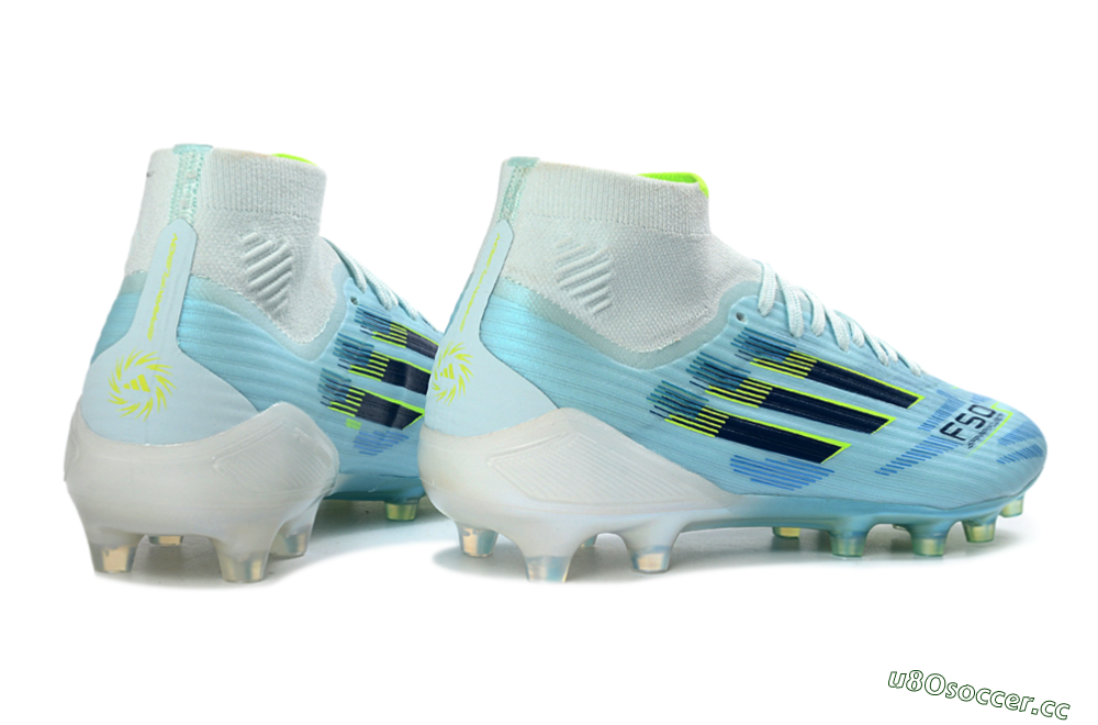 Men's Adidas F50 Elite Mid AG Artificial Grass High-Tops Football Boots - Blue/Electric Blue/Neon Yellow 6