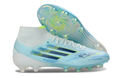 Men's Adidas F50 Elite Mid AG Artificial Grass High-Tops Football Boots - Blue/Electric Blue/Neon Yellow