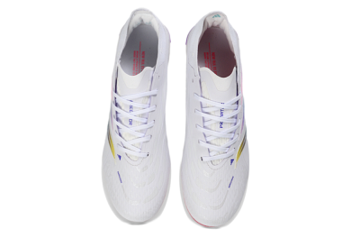 Unisex Adidas Predator 26 Elite FG Firm Ground Low-Tops Football Boots - White/Iridescent Pink/Iridescent Blue