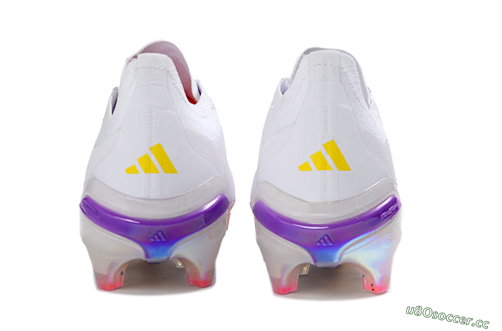 Unisex Adidas Predator 26 Elite FG Firm Ground Low-Tops Football Boots - White/Iridescent Pink/Iridescent Blue 5