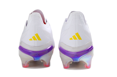Unisex Adidas Predator 26 Elite FG Firm Ground Low-Tops Football Boots - White/Iridescent Pink/Iridescent Blue